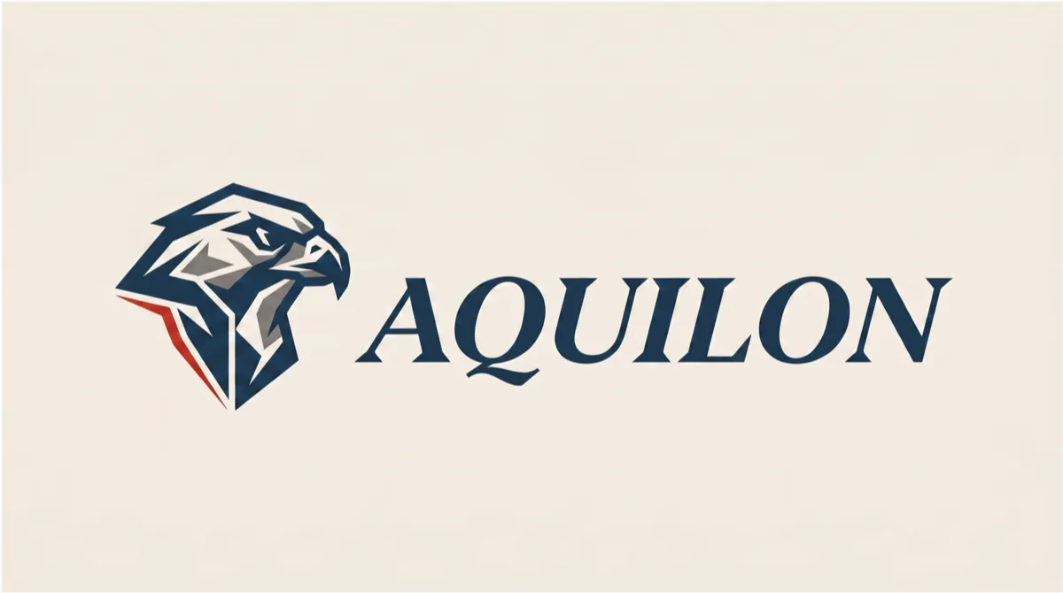 Logo AQUILON — tête de faucon stylisée bleu nuit et rouge